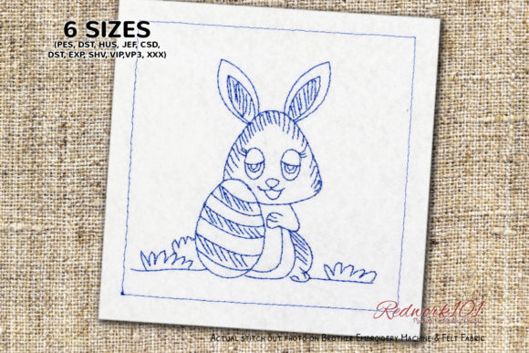 Cute Bunny Holding Easter Egg Redwork Review