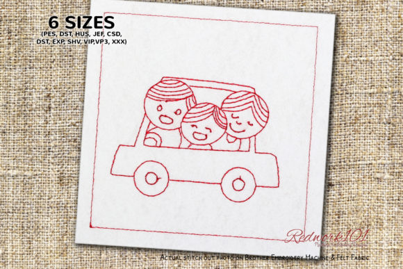 Cute Happy Family in Car Lineart Design Review