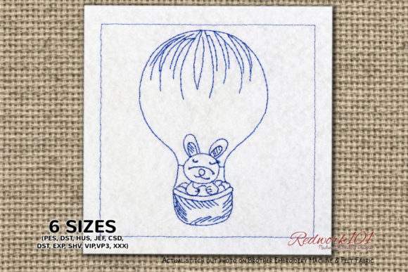 Easter Bunny in Hot Air Balloon Redwork Review