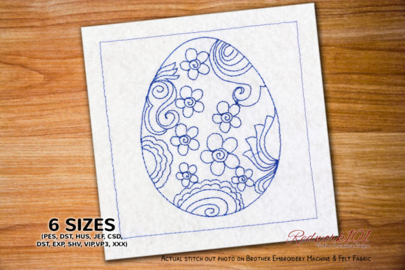 Easter Egg with Floral Ornament Redwork Review