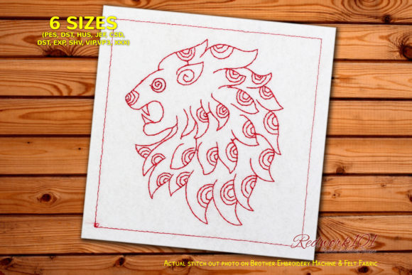 Lion Head Logo Astrology Symbol Redwork Review
