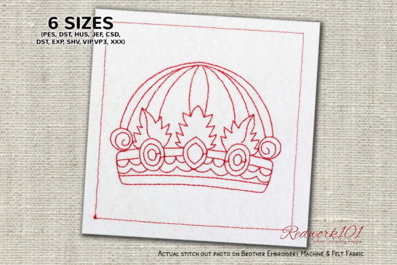 Review: Beautiful Crown with Jewels Redwork for Apparel