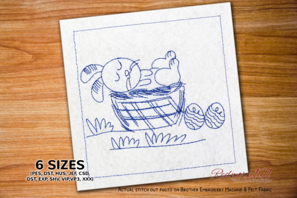 Sleeping Bunny in Easter Basket Redwork Review